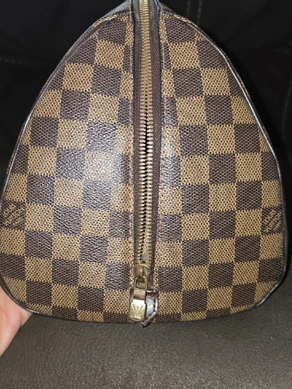 Luxury Louis Vuitton Brown Checkered Dome Satchel Handbag